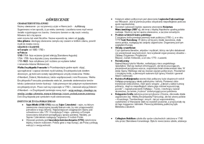 Oświecenie – nazwa epoki, która przyniosła światło rozumu i wiedzy, odrzucając mrok.