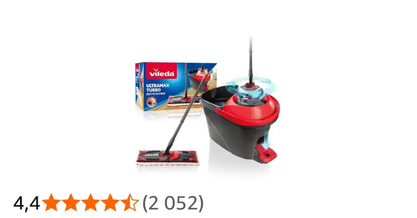 Mop Vileda Ultramax Turbo z wiadrem i akcesoriami.