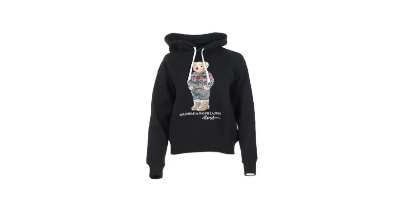 Czarna bluza z kapturem Polo Bear by Ralph Lauren. Zastanawiasz się, ile waży bluza Ralph Lauren? Ta jest lekka i stylowa.