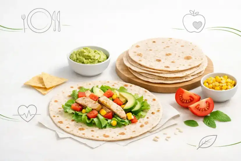 Zdrowa tortilla z kurczakiem, awokado i warzywami. Niskie tortilla kcal, idealna na lekki posiłek.