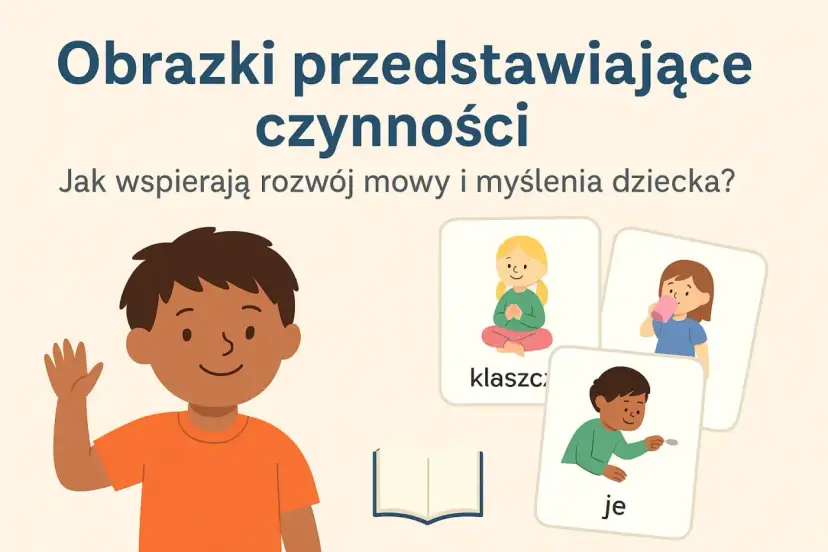 Obrazki przedstawiające czynności, np. klaskanie, picie, jedzenie, to świetne zadania dla 3 latka.
