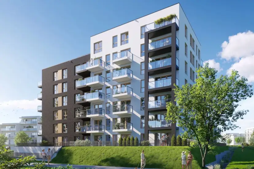 Nowoczesne apartamenty na lawendowym wzgórzu w Gdańsku. Zielone tarasy i balkony z widokiem na morze.