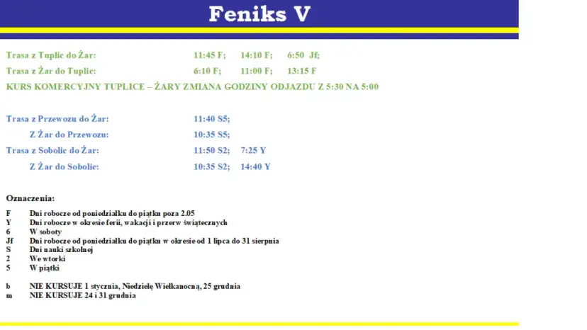 Zielona Góra Żary: Rozkład jazdy autobusów Feniks V Aktualne info