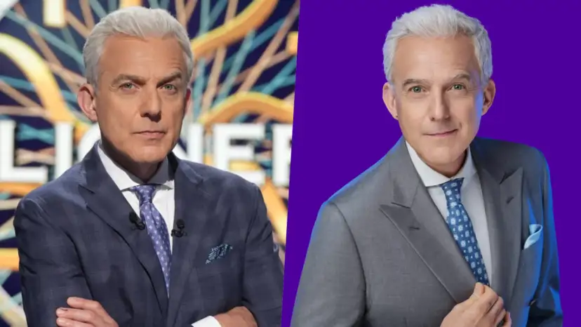 Hubert Urbański w garniturze, prowadzący "Milionerzy TVN". Kiedy emisja? Sprawdź na stronie programu!