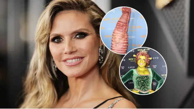 Heidi Klum w stroju Shreka i fragment jej kostiumu z Halloween. Królowa Halloween znów zaskakuje!