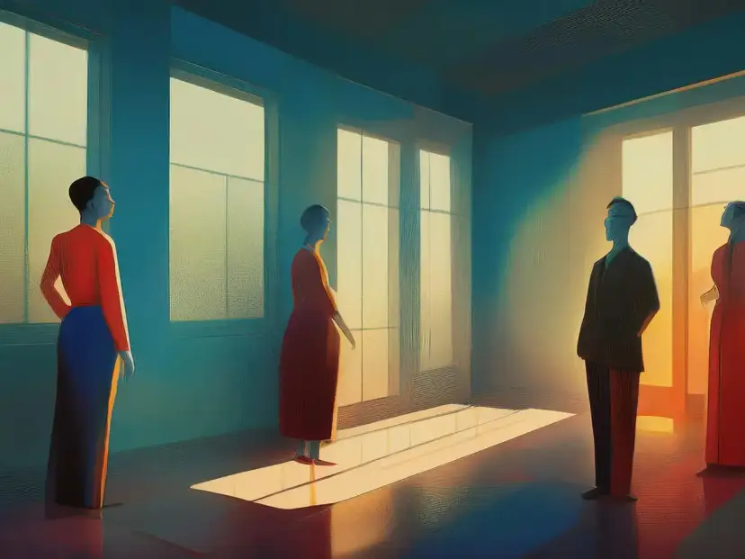 Ludzie stojący w świetle okien, każdy pogrążony we własnych myślach. Jak poradzić sobie z samotnością? Czasem wystarczy spojrzeć w okno.