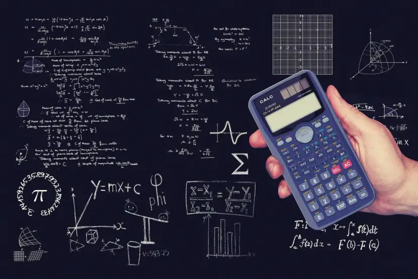 Jak nauczyć się matematyki? Rozwiązuj zadania, rysuj wykresy, używaj kalkulatora. Wzory, figury geometryczne i rachunki na tablicy.