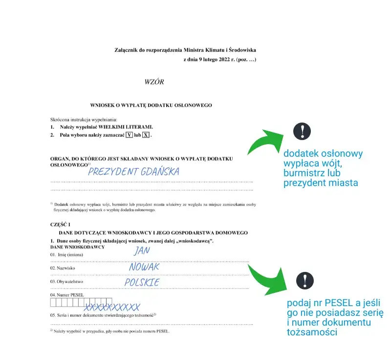Jak poprawnie zaznaczyć opcje w dodatku osłonowym w bloku?