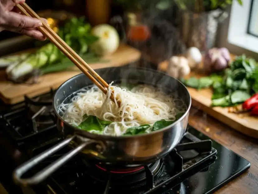 Jak ugotować makaron ryżowy do sałatki? Sprężysty i bez sklejania!