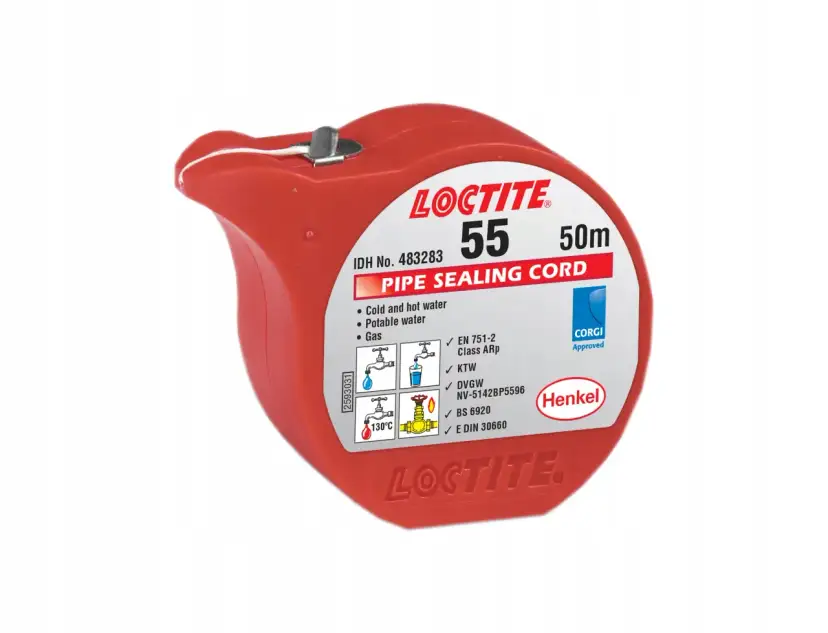 Tasma teflonowa Loctite 55 do uszczelniania gwintów rur wodnych i gazowych. 50m.