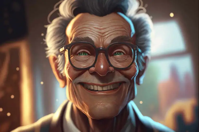 Uśmiechnięty pan Hilary, z siwymi włosami i okularami, wygląda jakby właśnie skończył pisać swój najnowszy wiersz.