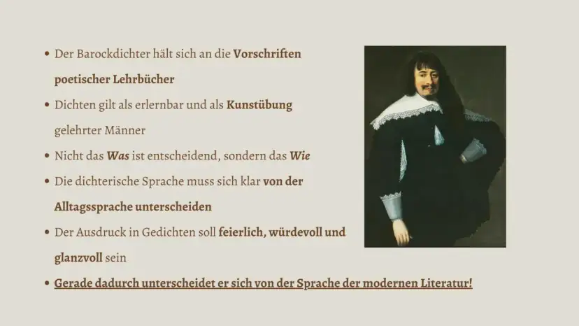 Gemälde eines Mannes im Barockstil mit Kragen und Manschetten.