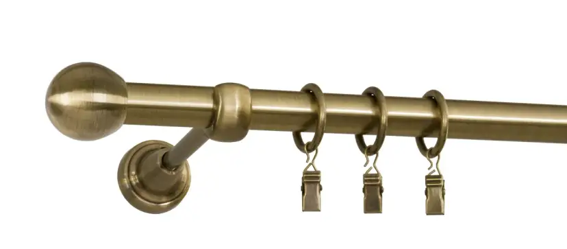 Złote karnisze Bojanek z kulistym zakończeniem i klipsami. Gdzie kupić stylowe karnisze do zasłon?