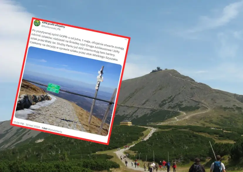 Pozytywna opinia GOPR-u oznacza, że czy szlak na Śnieżkę jest otwarty. Od jutra, 1 maja, oficjalnie otwarte zostają odcinki szlaków.