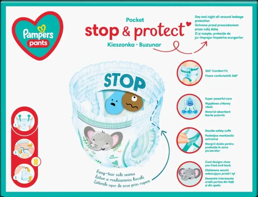 Pasek z tyłu Pampers Pants – po co go używać przy zmianie pieluch?