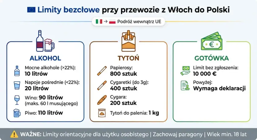 Limity alkoholu do Polski: UE, spoza UE i jak uniknąć grzywny.