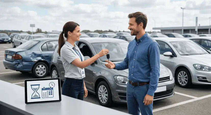 Przekazanie kluczyków do samochodu zastępczego z serwisu. Klient odbiera auto po naprawie.