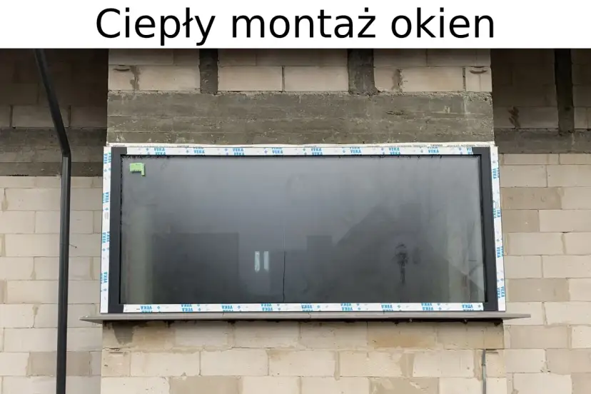 Nowe okno w trakcie ciepłego montażu okien. Widać taśmy uszczelniające VEKA.