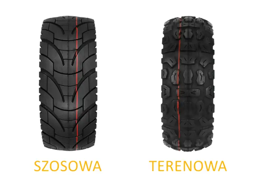 Dwa bieżniki opon: szosowa, idealna na asfalt, i terenowa, gotowa na wyzwania. Wybierz najlepsze opony szosowe dla swojej maszyny.