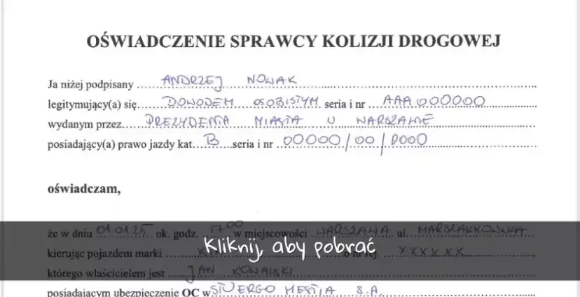 Kolizja bez Policji? Napisz oświadczenie i uzyskaj odszkodowanie!