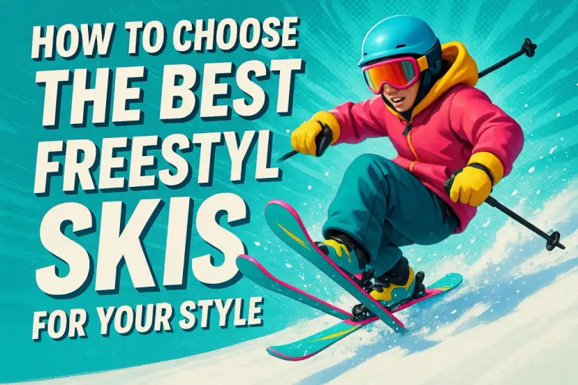 Jak dobrać narty freestyle? Narciarz w kolorowym stroju zjeżdża po stoku, pokazując, jak wybrać najlepszy sprzęt.