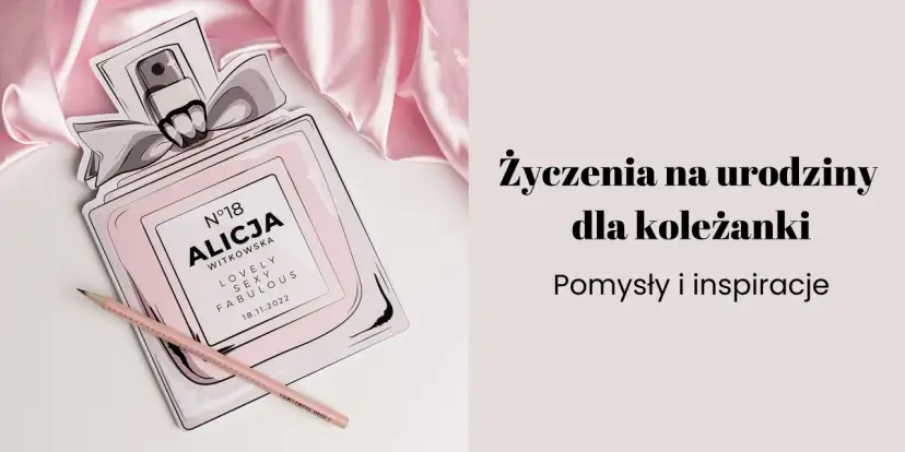 Różowy, satynowy materiał z wyciętym kształtem flakonu perfum i różowym ołówkiem.