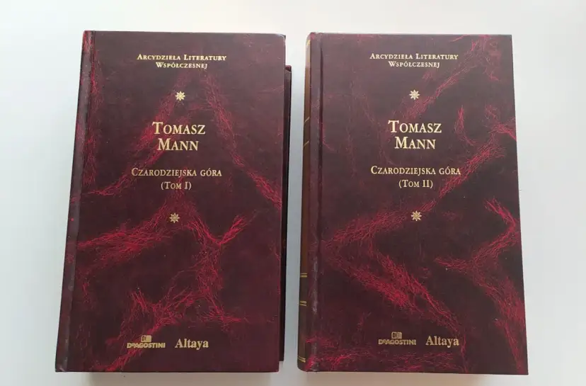 Dwa tomy "Czarodziejskiej Góry" Tomasza Manna, arcydzieła literatury.
