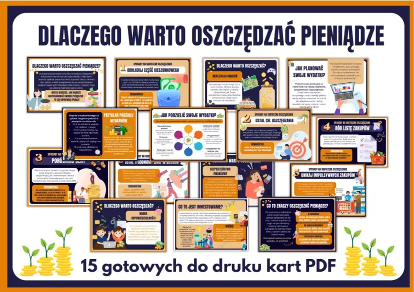 Jak najlepiej oszczędzać pieniądze? Poznaj 15 gotowych kart PDF z poradami, jak mądrze gospodarować finansami i realizować marzenia.