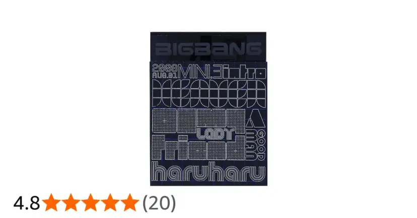 Okładka albumu BIGBANG z 2008 roku, z tytułami utworów jak "Lady", "Haru Haru".