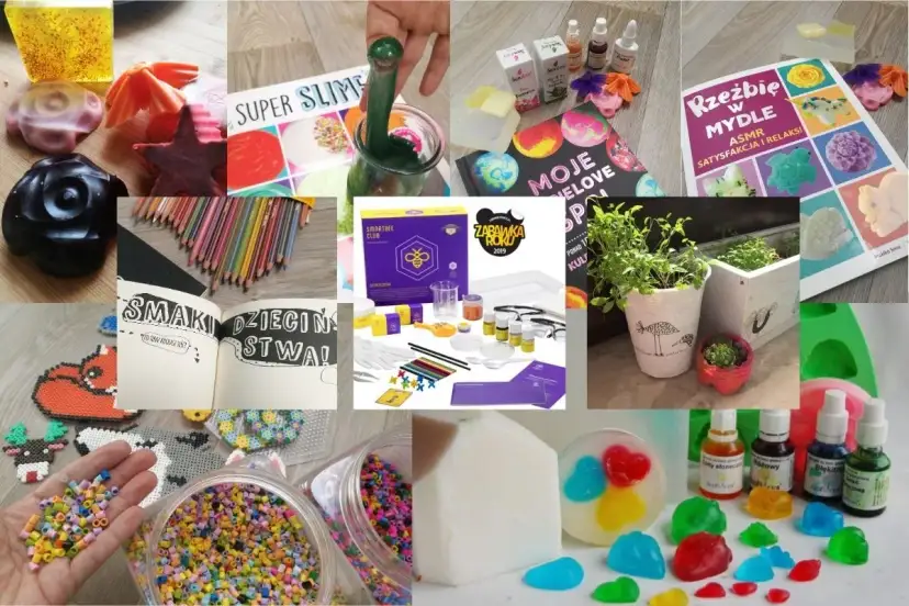 Kreatywne zabawy dla młodzieży: mydła, slime, koraliki do zaprasowywania, zestawy DIY i książki.