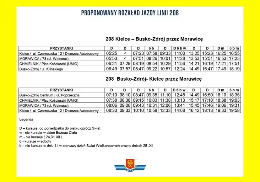 Rozkład jazdy 45 Morawica Kielce – sprawdź godziny i przystanki