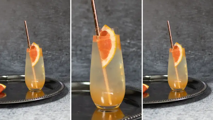 Orzeźwiająca Paloma z grejpfrutem i słomką, obok Tequila Sunrise.