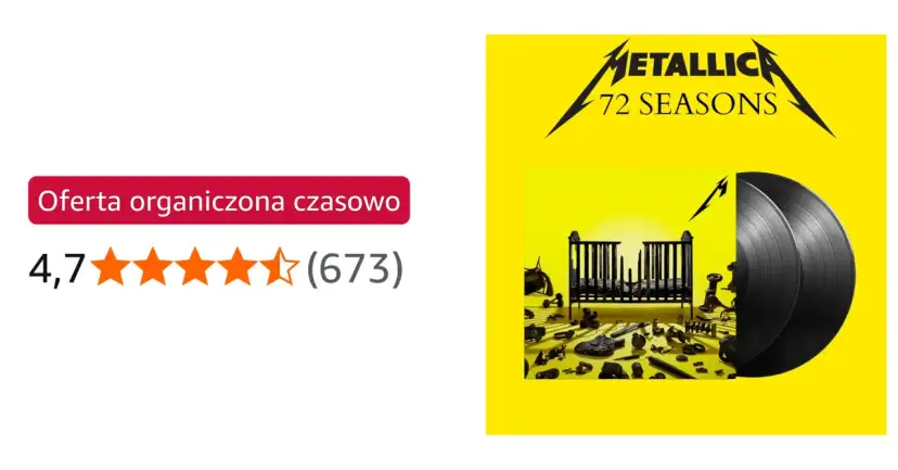 Okładka nowej płyty Metalliki "72 Seasons" z dwoma czarnymi winylami.