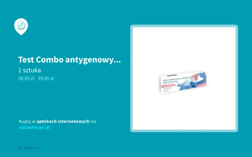 Test Combo antygenowy kosztuje 39,95 zł. Sprawdź, ile kosztuje test combo bez recepty i gdzie go kupić.