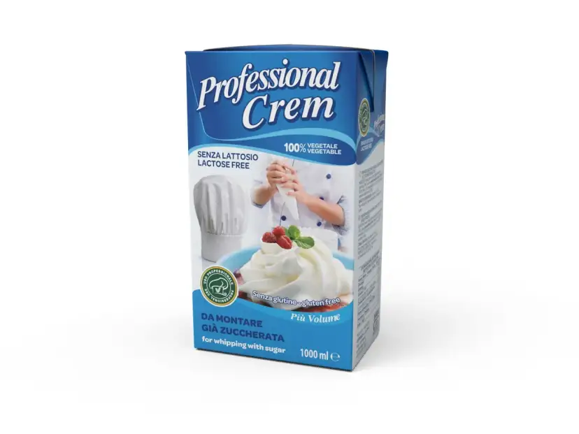 Szukasz śmietany roślinnej gdzie kupić? Ten produkt Professional Crem, bez laktozy i glutenu, idealny do ubijania, znajdziesz w opakowaniu 1000 ml.