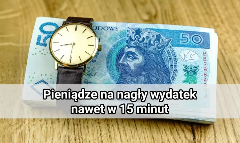 Zegarek na stosie banknotów 50 zł.