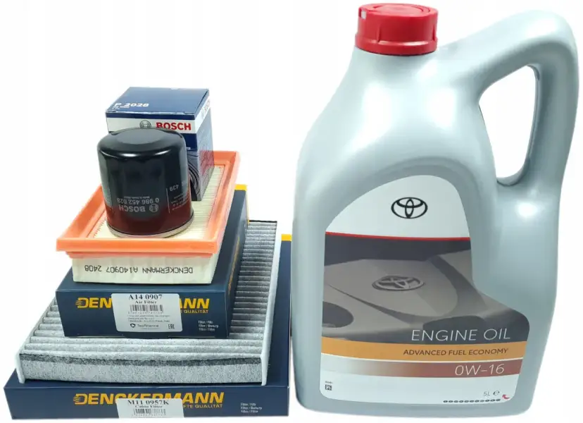 Olej 0W-16 do Toyoty C-HR 1.8 Hybrid i filtry powietrza, kabinowy i oleju.