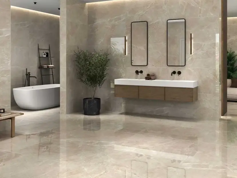 Suelo hidráulico en baños: Gres porcelánico, la clave para un diseño TOP
