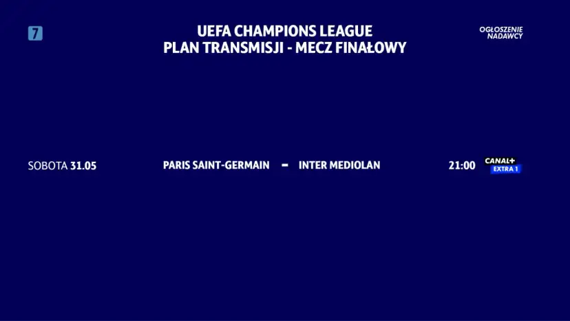 Finał Ligi Mistrzów: Paris Saint-Germain vs Inter Mediolan, sobota 31.05 o 21:00 na Canal+ Extra 1.