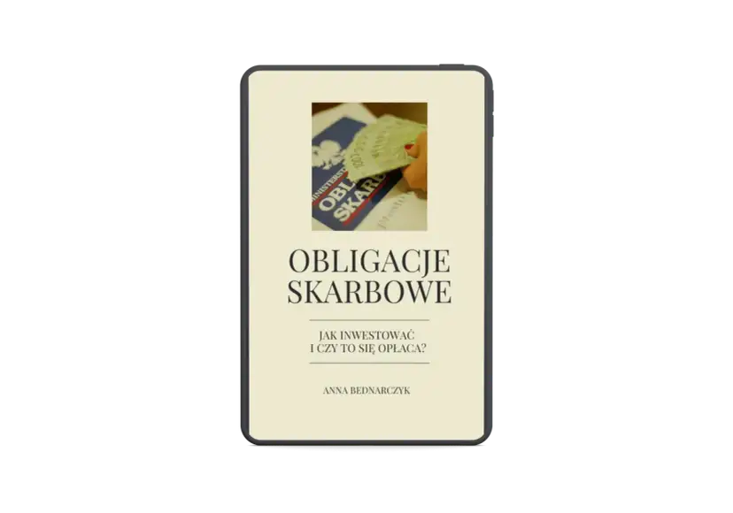 Grafika przedstawia ekran telefonu z napisem "Obligacje Skarbowe" i dłonią trzymającą banknoty.