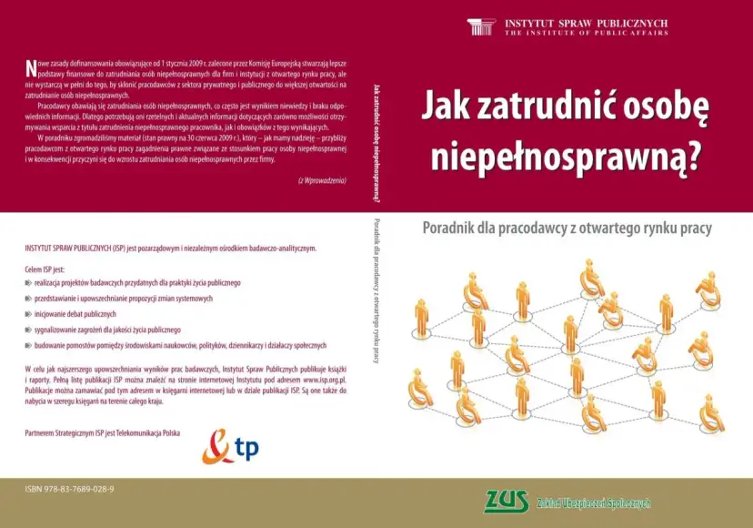 Grafika przedstawia schemat połączeń między ludźmi, w tym osobami na wózkach inwalidzkich.