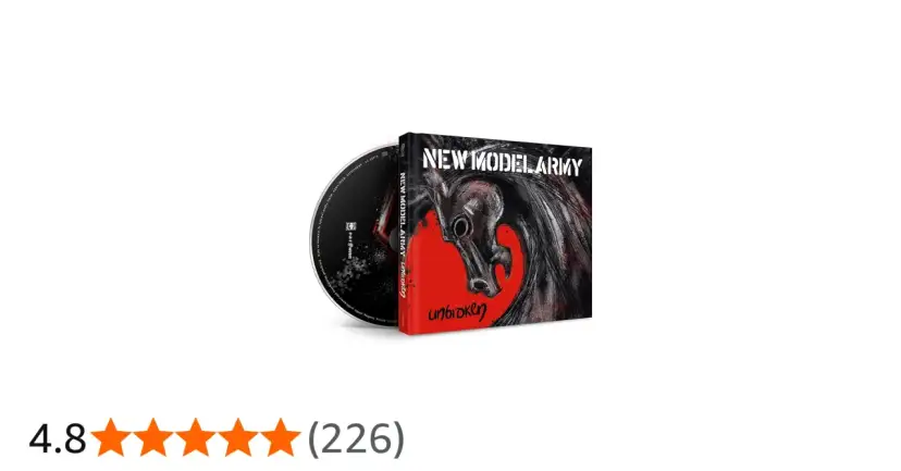 Okładka albumu "Unbroken" zespołu New Model Army z mrocznym, stylizowanym wizerunkiem konia. Czy to symbol nadchodzącej siły, czy może odzwierciedlenie przeszłości?