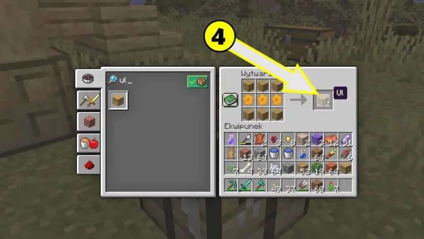 Jak zrobić ul w Minecraft: 6 desek i 3 plastry miodu tworzą ul.