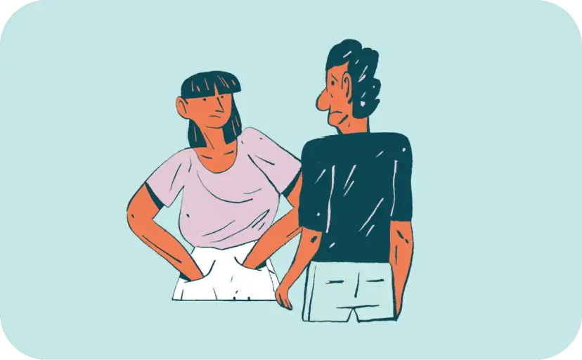 Para, która stoi odwrócona do siebie, zastanawia się, jak zakończyć związek.