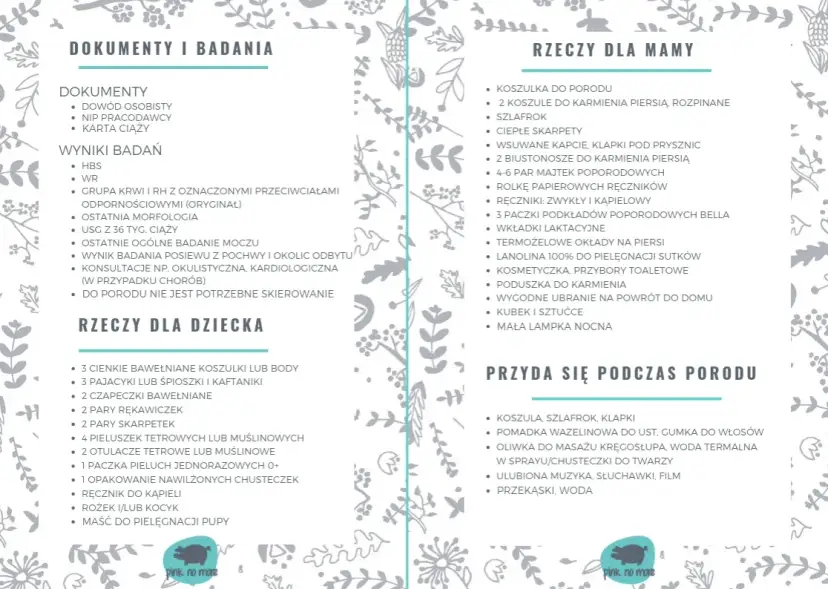 Torba do szpitala: lista rzeczy na poród i dla noworodka