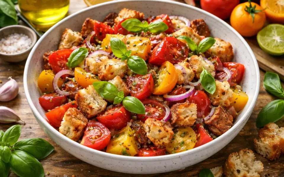 Panzanella - tradycyjna sałatka z pomidorami i chlebem