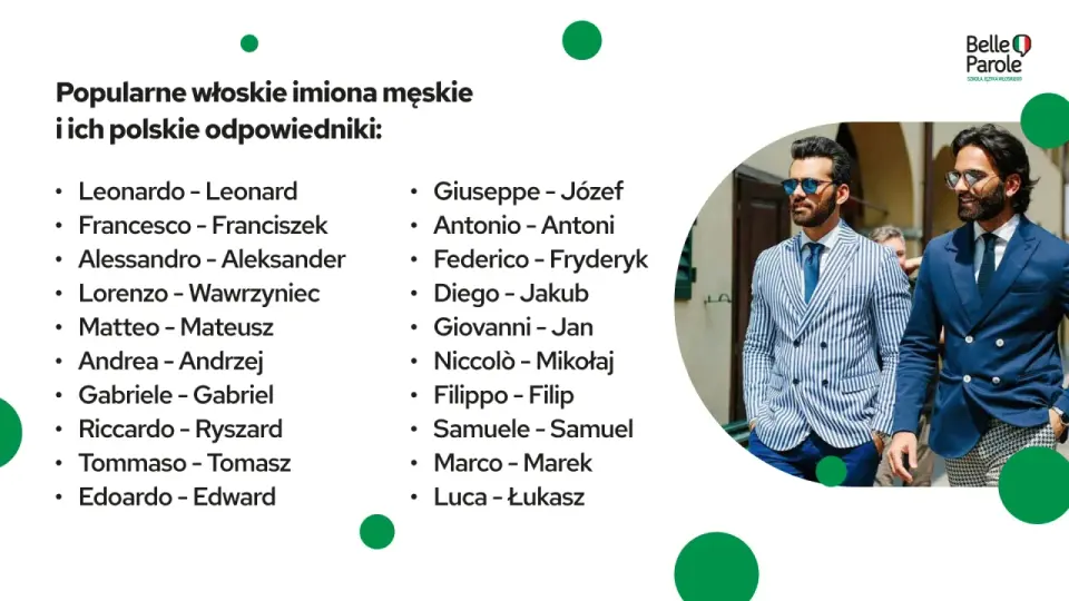 Włoskie imiona męskie - klasyka, moda i dobre brzmienie