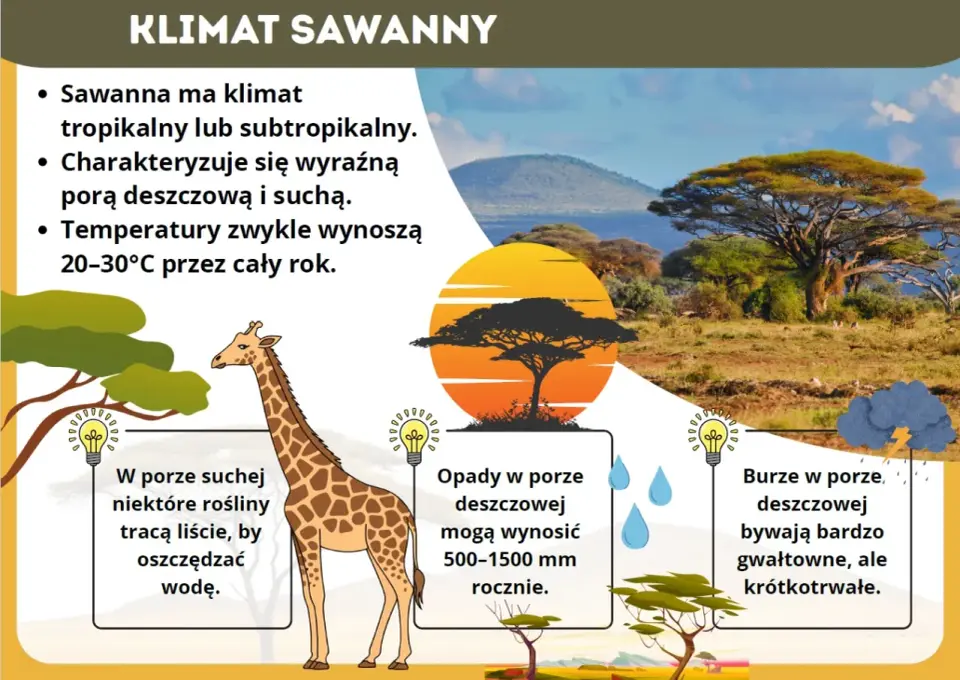Sawanna - klimat, roślinność i różnice wobec stepu