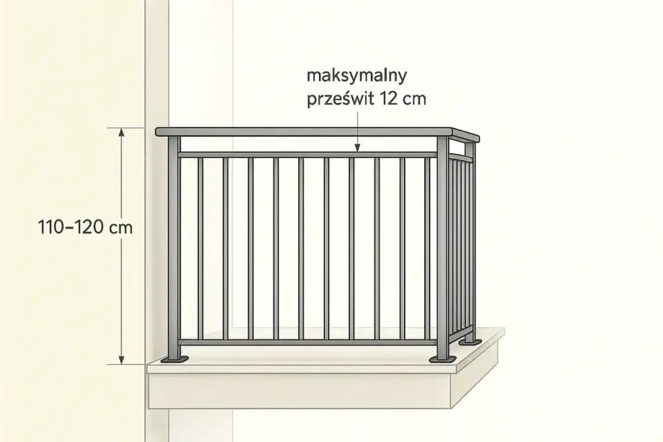Wysokość balustrady balkonowej - ile cm trzeba zachować?