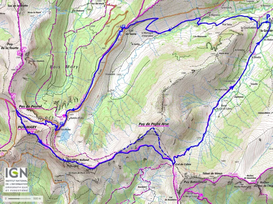 Randonnée Puy Mary - Lire la carte pour éviter les pièges